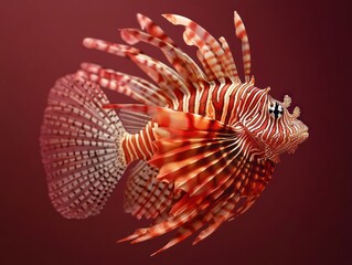 Striking Red and White Lionfish