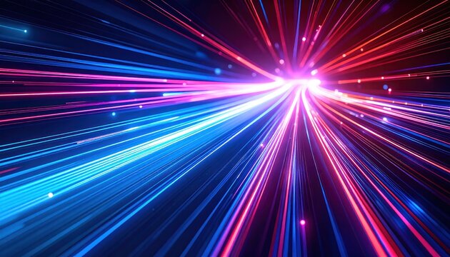 High-speed fiber optic lines crossing at night