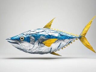 Tuna sculpture from metal scrap