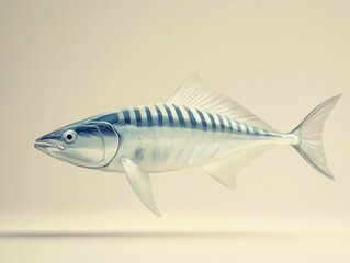 Striped silver fish swims gracefully