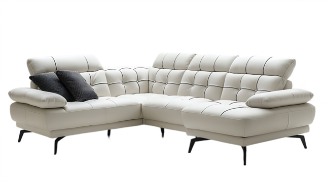 Luxury living space sofa with plush seating isolated on transparent background
