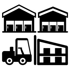Warehouse storage and logistics icon set
