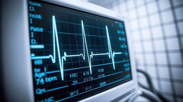 Monitoring vital signs with an EKG machine in healthcare environment - Powered by Adobe
