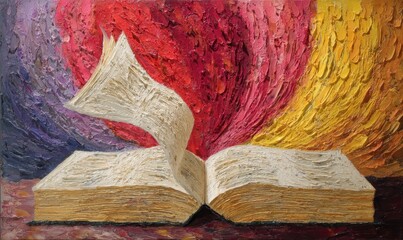 Livre ouvert sur fond abstrait