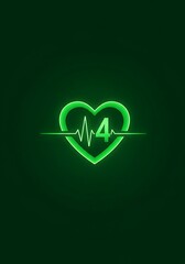 Glowing Green Heartbeat: Number Four Neon Art