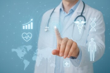 Doctor using innovative technology for global healthcare management