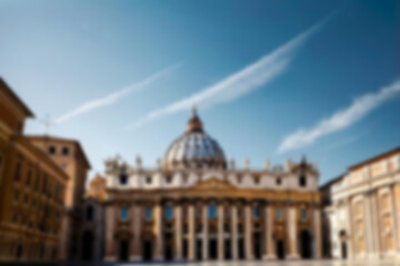 Fototapeta premium blurry church, a church building in the vatican with a clear sky during the day, seen in the photo from the front, with the blurry vatican church in the background
