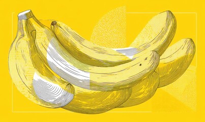 Regroupement de bananes sur fond jaune