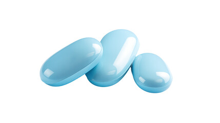 light blue pharmaceutical pills on white background transparent