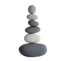 Balanced Stone Tower Displaying Natural Harmony and Serenity on transparent background