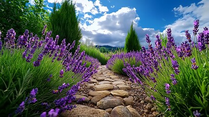 Fototapeta premium there are many purple flowers growing on the side of the road