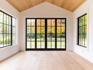 Fototapeta premium Shojipaneled sunroom with an organic flow of natural light, creating a serene and meditative retreat