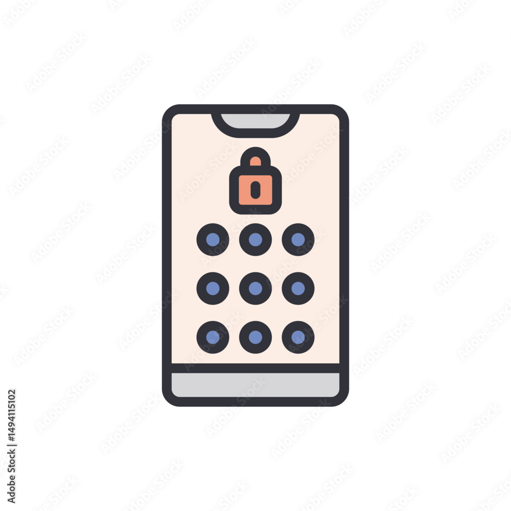Poster smartphone security interface displaying a pattern lock screen feature