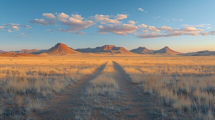 Naklejka premium Desert landscape at golden hour