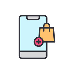Obraz premium Digital Commerce Illustration Of Shopping Bag And Plus Sign On Mobile