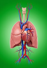 Human Heart and Lungs: Detailed Anatomical Illustration