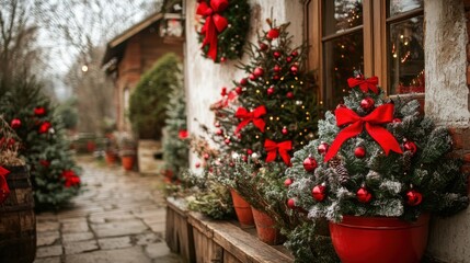 Festive Christmas village scene.