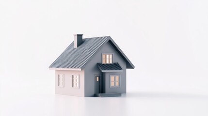 Modern Home Model on White Background.