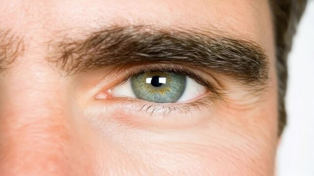Close-up View of Human Eye Showing Beautiful Iris and Detailed Eyebrow for Eye Health Education and Beauty