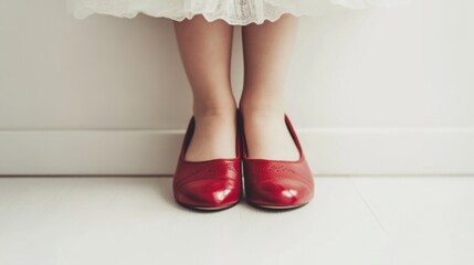 Little girl in red shoes.