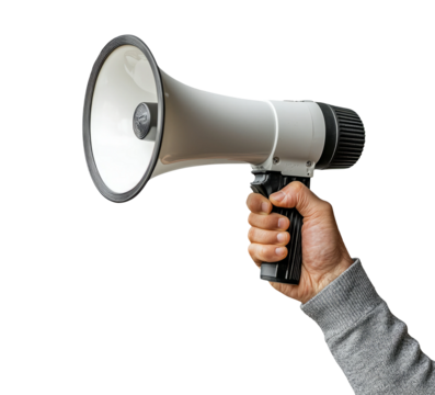 Handheld Megaphone in a Transparent Background for Effective Communication