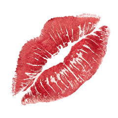 kissing lipstick mark isolated on transparent background