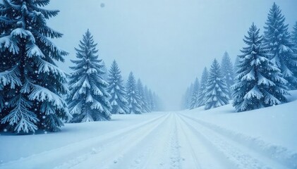 Obraz premium Intense snowstorm, countless snowflakes swirling in a blizzard, creating a mesmerizing whiteout effect Frozen landscape, winter wonderland, extreme weather , snowfall, harsh, pattern