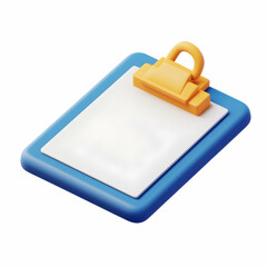 Blue Clipboard with Blank Paper