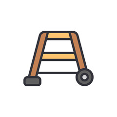 Illustrated Mobility Walker Aid For Disabled Adults On Transparent Layer