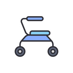 Stylized Illustration Of A Medical Walker With Transparent Background