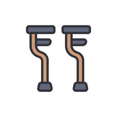 Pair Of Crutches For Physical Support And Mobility Assistance Icon