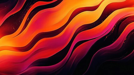 abstract composition of vibrant flowing waves in shades of orange, red, and purple creating a dynamic and energetic visual effect