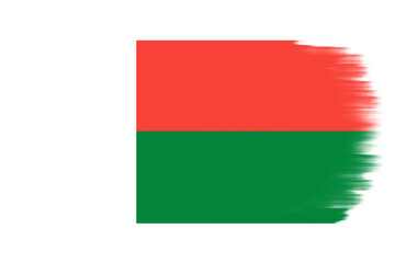 Madagascar flag on transparent background. Madagascar flag with brush texture paint style. Antananarivo. National, country flag sticker