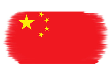 Flag of China on transparent background. Flag of China with brush texture paint style. Beijing. National, country flag sticker