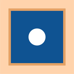 Geometric Abstraction: Blue Square, White Circle, Tan Border