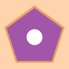 Geometric Form: Purple Pentagon with White Circle, Peach Background.