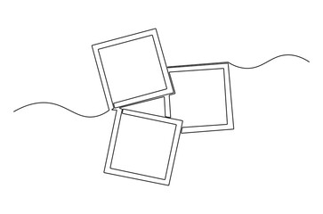Continuous one line drawing of Photo frame. Single line drawing illustration of Photo frame polaroid. Papper frame with clip concept vector art. Doodle line illustration.