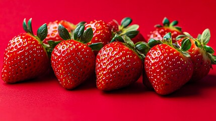 Juicy Red Strawberries on Vibrant Background Fresh Summer Fruit Delicious Dessert Healthy Eating