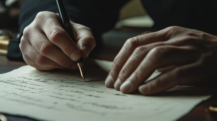 Hands writing letter
