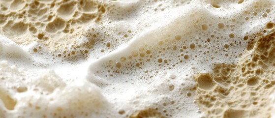Close-Up View of Creamy Foam Bubbles with Textured Surface Detail