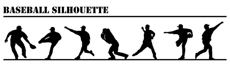 イラスト素材：スポーツシルエット野球