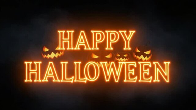 Spooky &ldquo;HAPPY HALLOWEEN&rdquo; Text Effect with Pumpkins and Smoke