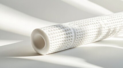 White cylindrical foam roller closeup