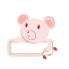 bear hold label with strawberry  dialog box
