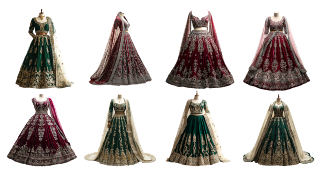 Elegant Traditional Attire with Transparent Background and Detailed Designs