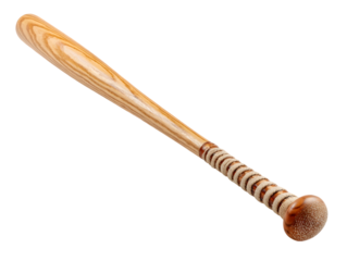 Classic Wooden Baseball Bat on White Background