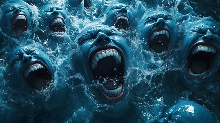 Ocean of crying-laughing faces flooding over screen