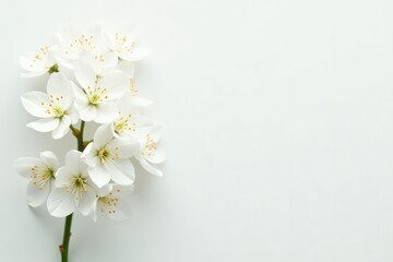 Obraz premium Delicate white flowers bloom against a pure white background, showcasing natural elegance , botanical, plant, peace