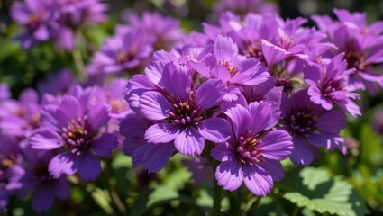 Fototapeta premium Vibrant Purple Flowers Blooming in a Lush Garden Under Bright Sunlight