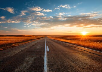 Naklejka premium Sunset Over Country Road